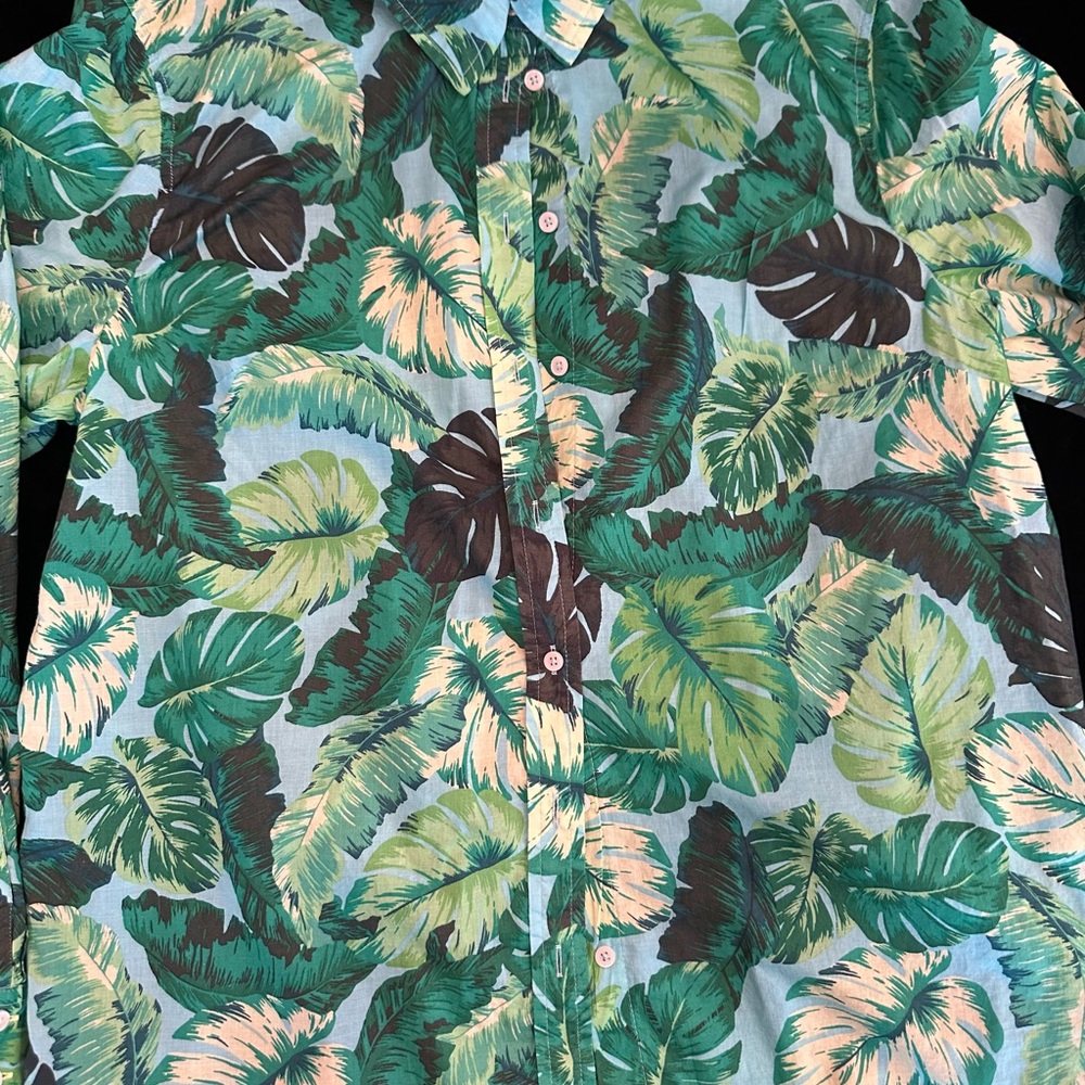 Tropical Leaf Print Blouse